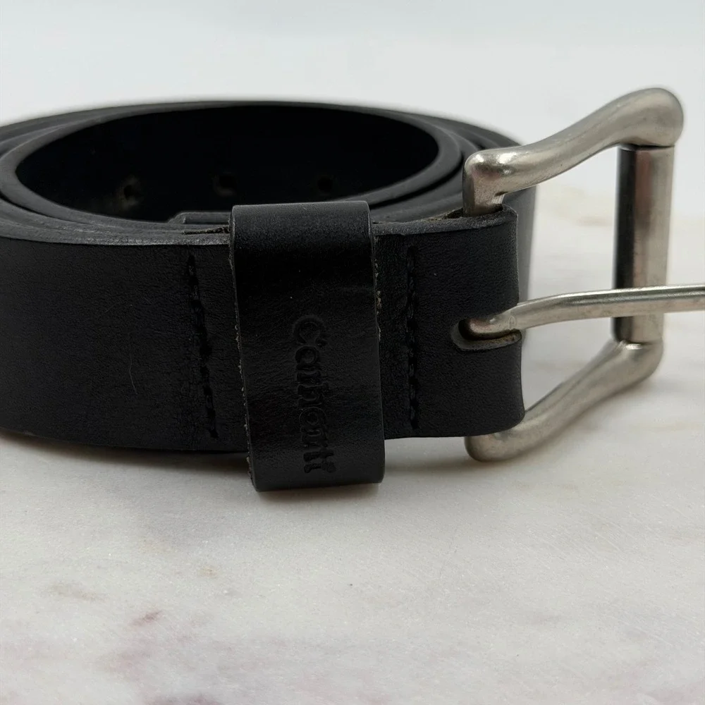 Carhartt Men A92 BLK Black Top Grain English Bridle Leather Belt Made in USA 42